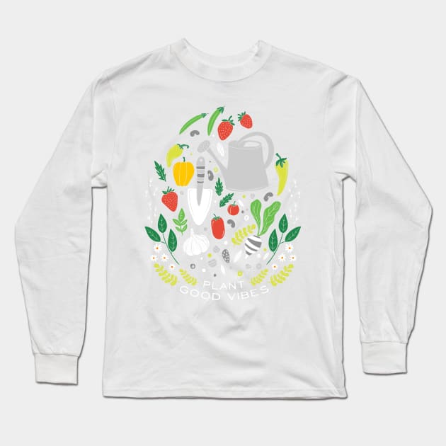 Plant Good Vibes Long Sleeve T-Shirt by Jacqueline Hurd